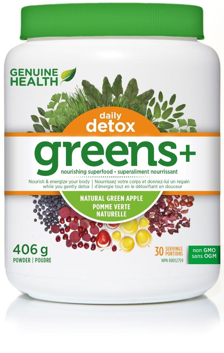 Genuine Health Greens+ DailyDetox Green Apple 406g - Nature's Source Inc