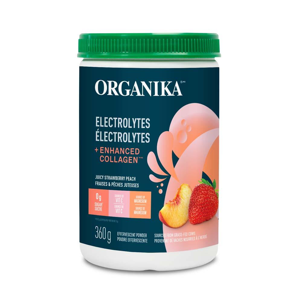 Organika Electrolytes + Collagen Strawberry Peach 360g - Nature's Source Inc