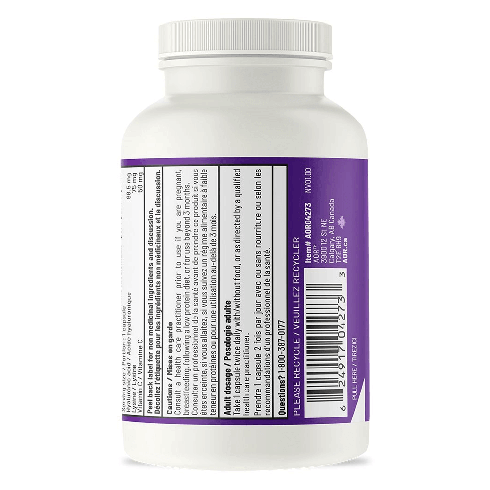 AOR Lysine, Vitamin C and Hyaluronic Acid, 60 Vcaps