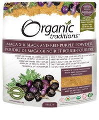 Organic Traditions Maca X-6 Black and Red-Purple Powder, 150g