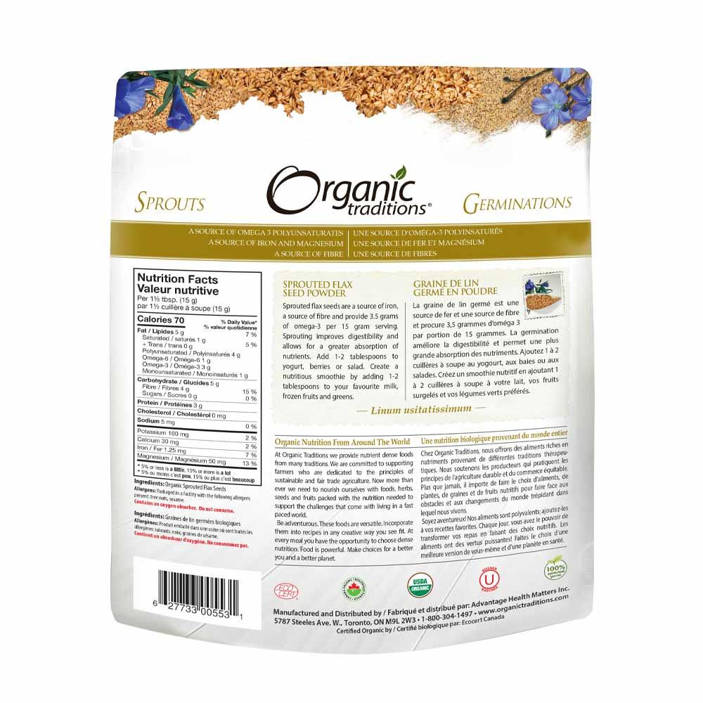 Organic Traditions Sprouted Flax Seed Powder 454g