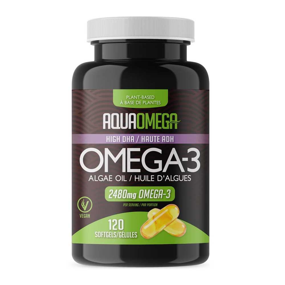 AquaOmega Plant-Based High DHA Omega-3, 120 Softgels