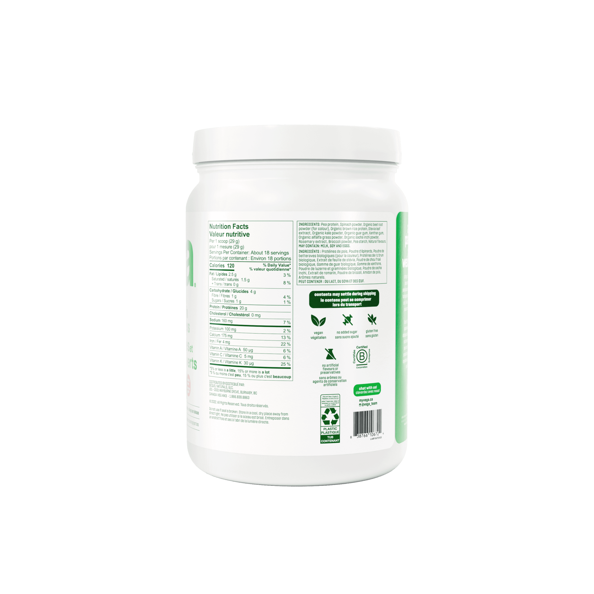 Vega Protein & Greens Berry 522g - Nature's Source Inc