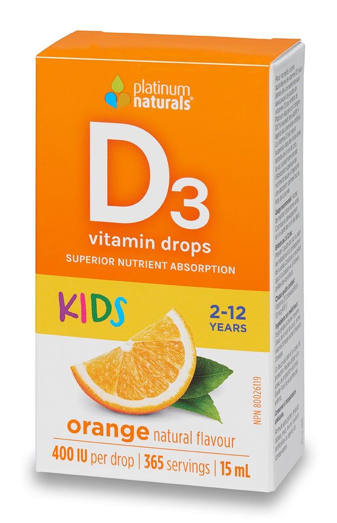 Platinum Naturals Delicious D for Kids 15 ml Orange 400 IU - Nature's Source Inc