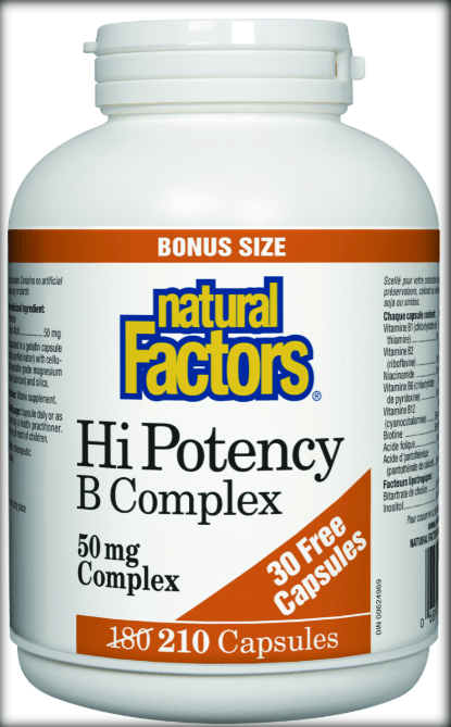 Natural Factors Hi - Potency B - Complex 210 Caps BONUS - Nature's Source Inc