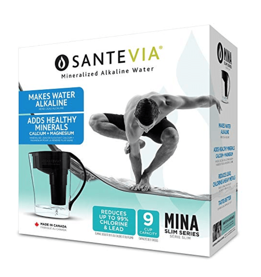 Santevia Water Systems Alkaline Water Pitcher - MINA Slim (Black) - Nature's Source Inc