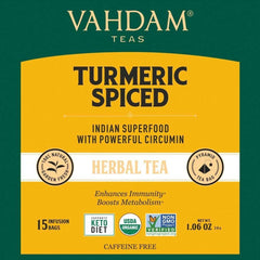 VAHDAM Teas - Turmeric Spiced Herbal Tea Tisane - 15 Tea Bags